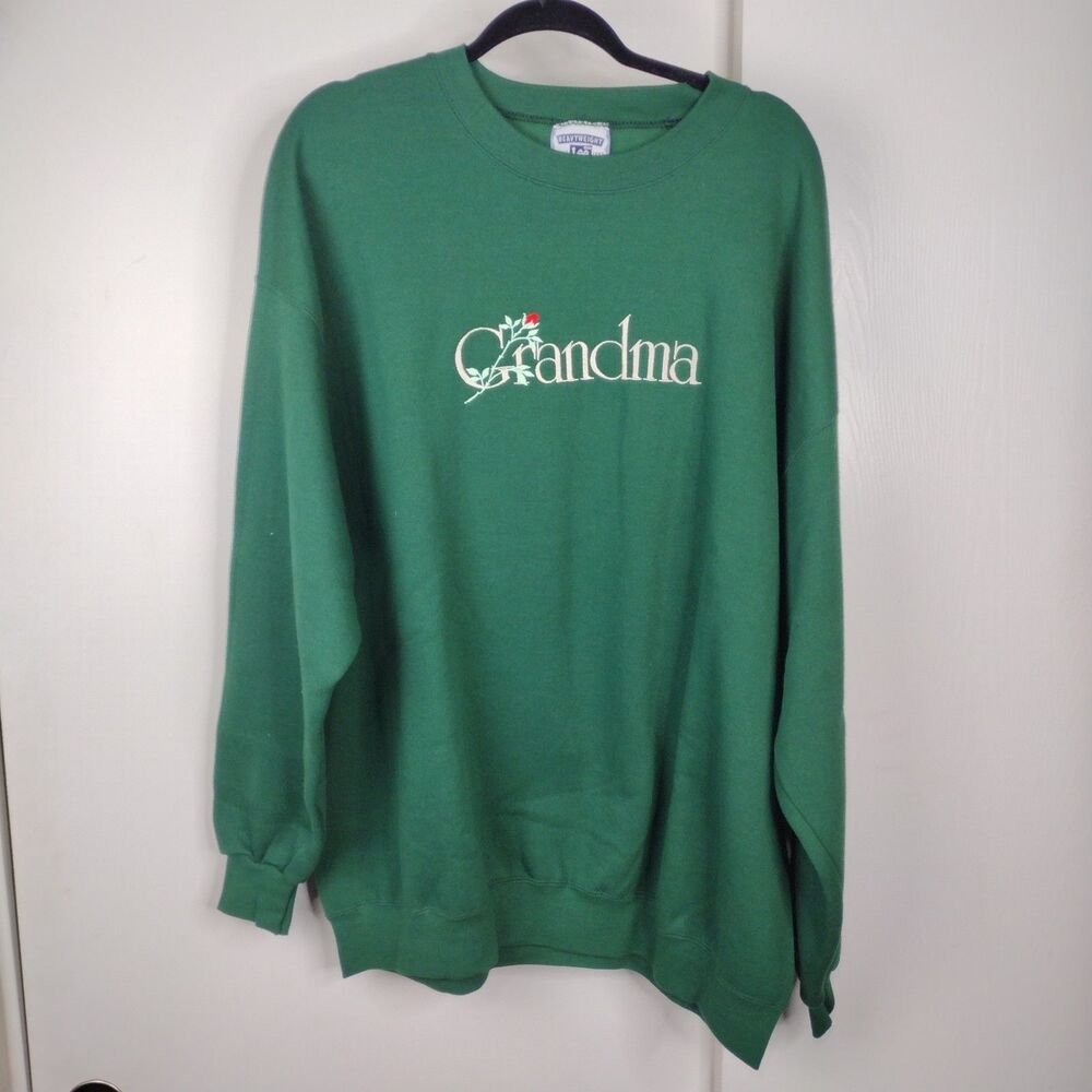 VTG 90s Heavyweight By Lee Sweatshirt Women Plus Sz 2X Green Embroidered Grandma